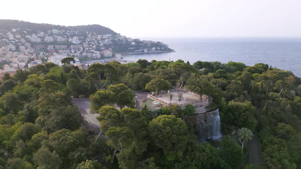 Aerial view of Castle Hill in Nice, Cote d'Azur, France alt