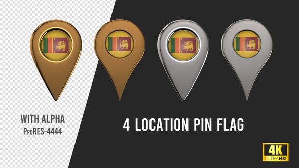 Sri Lanka Flag Location Pins Silver And Gold alt