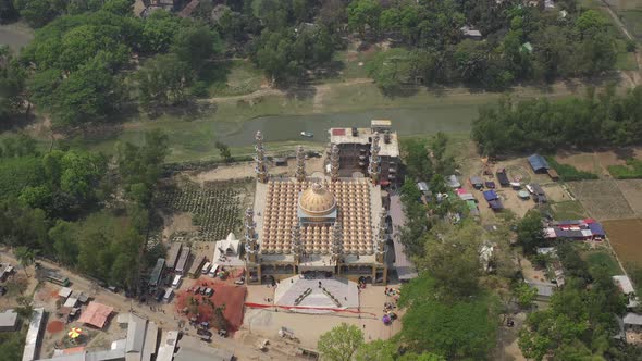Aerial view of Gombuj Masjid mosque, Dhaka state, Bangladesh. alt