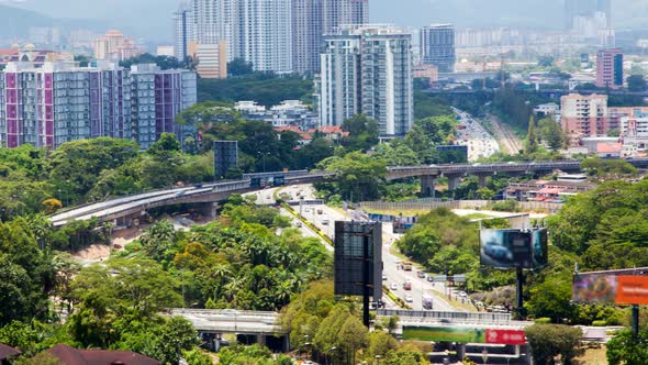 Kuala Lumpur Time Lapse Cityscape Noon Traffic Interchange Malaysia alt