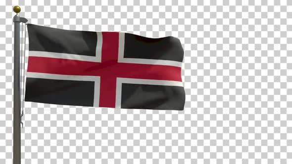 Durham City Flag (England, UK) on Flagpole with Alpha Channel - 4K alt