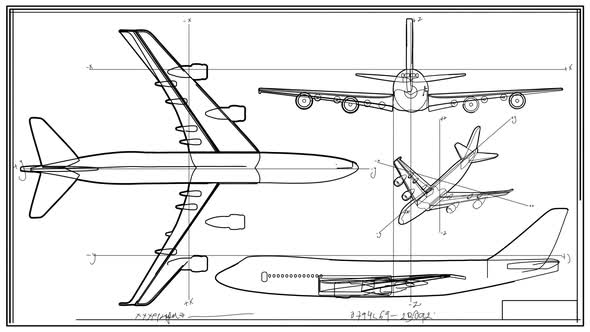 Aircraft Technical Drawing Time Lapse