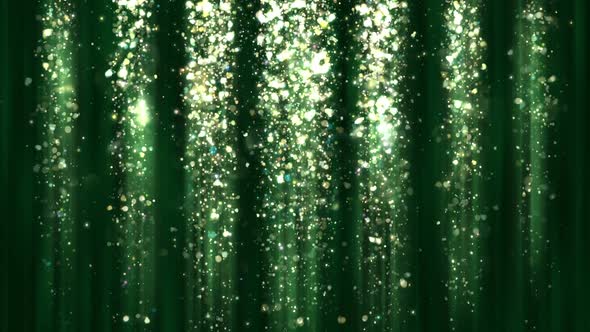 Abstract Deep Green Particle Confetti and Glitter Curtain