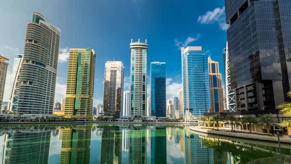 Residential Buildings in Jumeirah Lake Towers Timelapse Hyperlapse in Dubai UAE alt