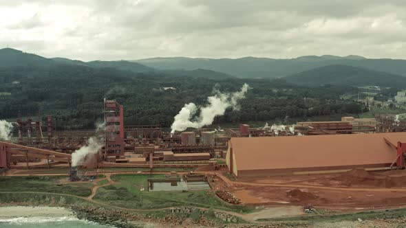 Aluminum Mill in Galicia Spain Aerial View of Industrial Plant