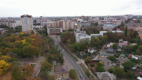 Cherkasy City in Autumn in Cloudy Weather