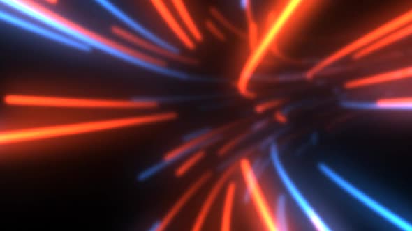 Flying in Futuristic Data Stream Technology Tunnel of Glowing Lines - 1080p alt