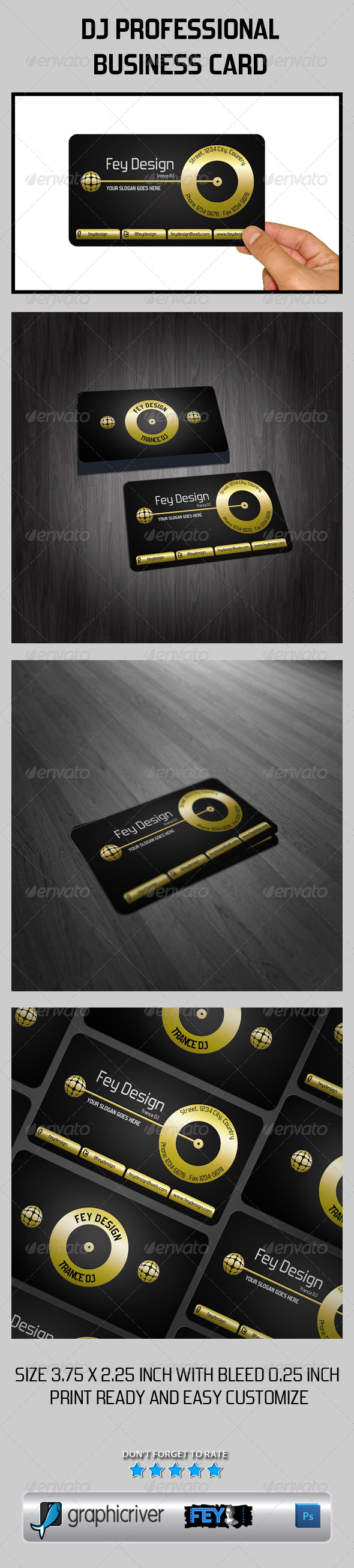 Dj Professional Business Card - Business Cards Print Templates