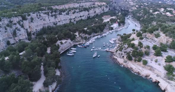 Aerial Clip Over on the Cliffs Calanques Nation Park Near Cassis Provence