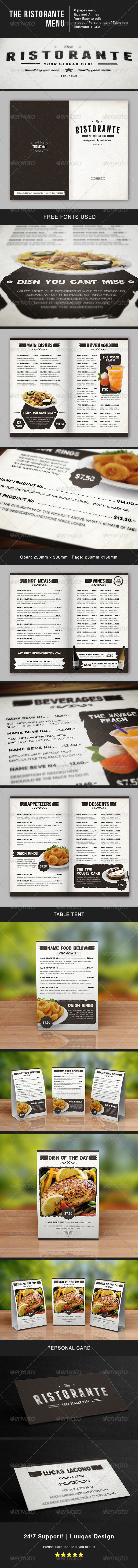 The Ristorante Food Menu - Food Menus Print Templates