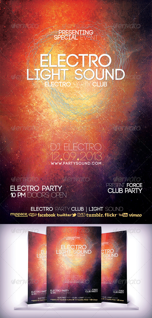 Electro Light Sound Flyer - Flyers Print Templates