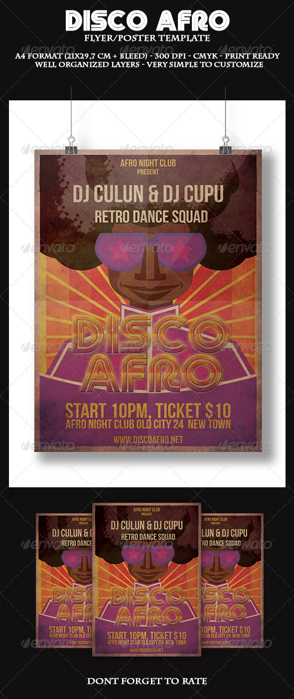 Disco Afro Flyer Template - Clubs & Parties Events