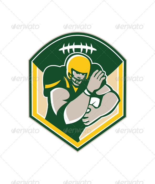 American Gridiron Running Back Fending Crest - Sports/Activity Conceptual