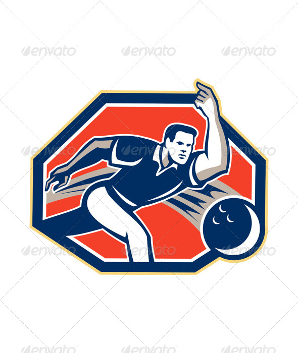 Bowler Throw Bowling Ball Retro - Sports/Activity Conceptual