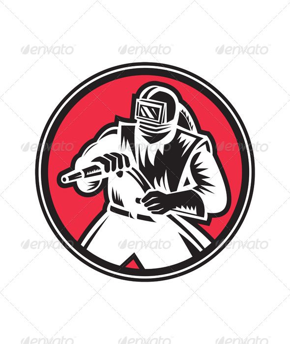 Sandblaster Sandblasting Circle Retro - People Characters