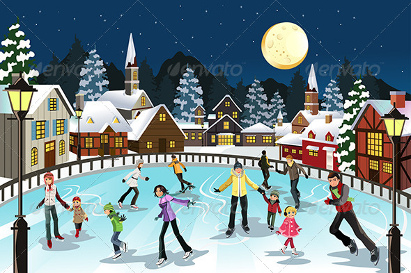 People Ice Skating - Christmas Seasons/Holidays
