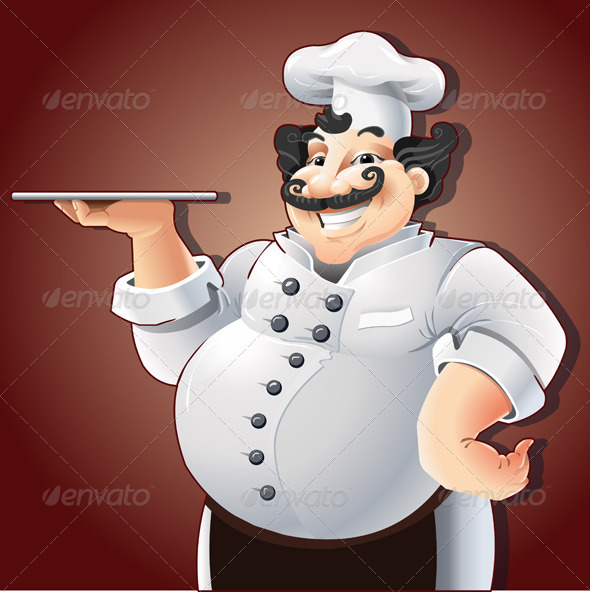 Smiling Chef with Plate - People Characters