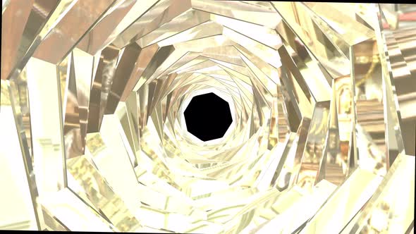 abstract golden color tunnel. 4K Abstract technology tunnel. Dynamic background for project. alt