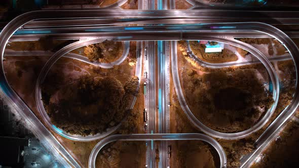 4K : Aerial hyperlapse drone shot of fast moving Highway road. alt