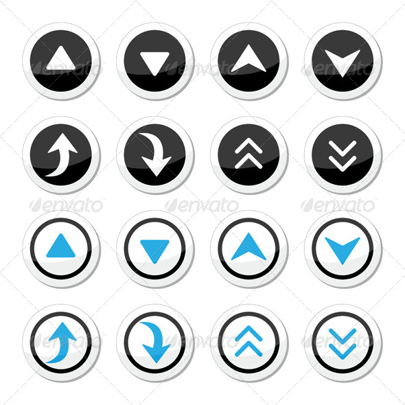 Up and Down Arrows Round Icons Set - Computers Technology