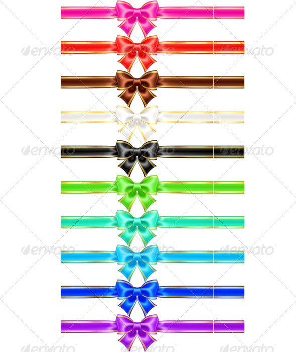 Silk bows in warm colors with golden edging Stock Vector by ©-Deviser-  32133623