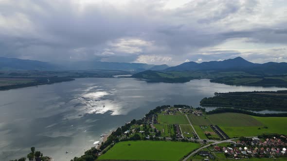 Aerial view of Liptovska Mara reservoir in Slovakia alt