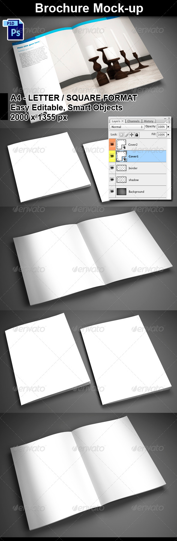 4 PSD Brochure Mock-Ups - Brochures Print