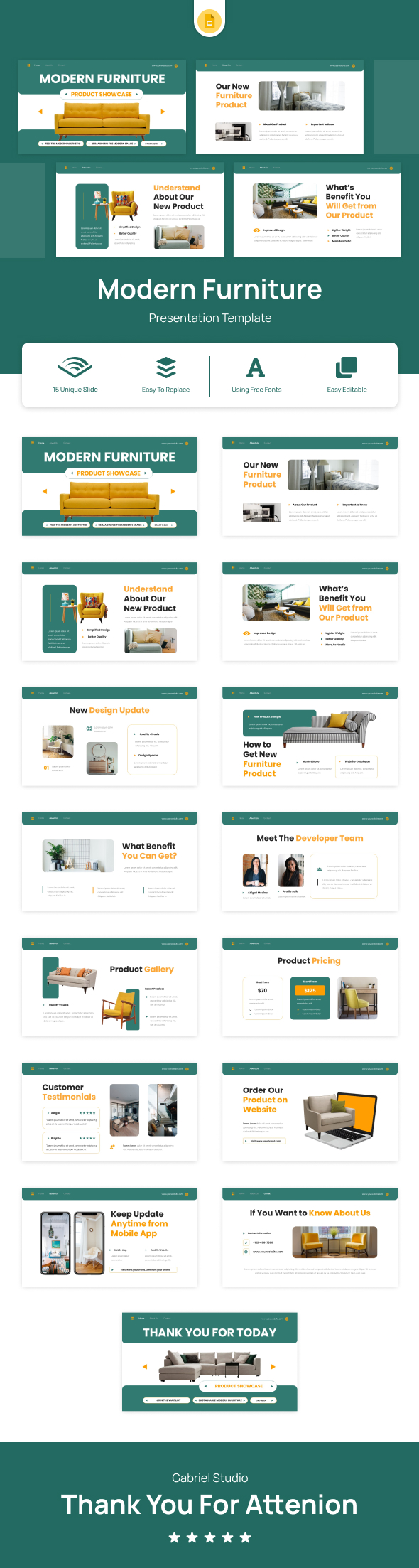 Furniture Product Showcase Google Slide Template