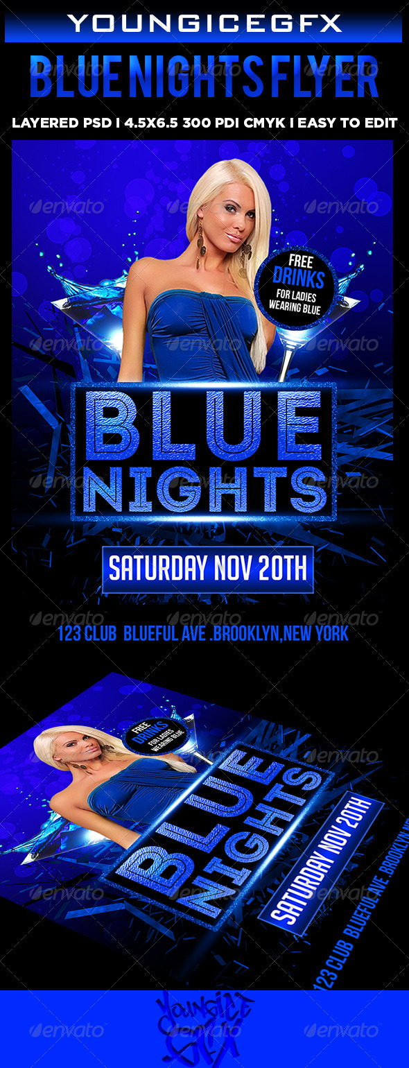 Blue Nights Flyer - Clubs & Parties Events