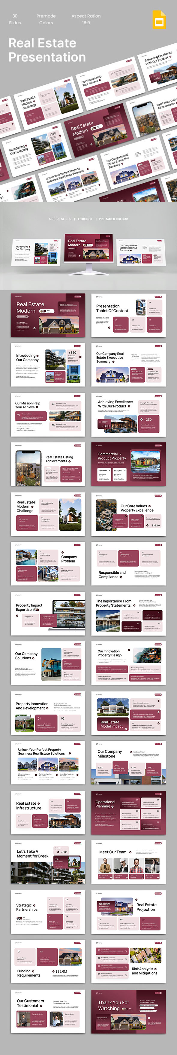 White Purple Modern Real Estate Presentation Google Slides