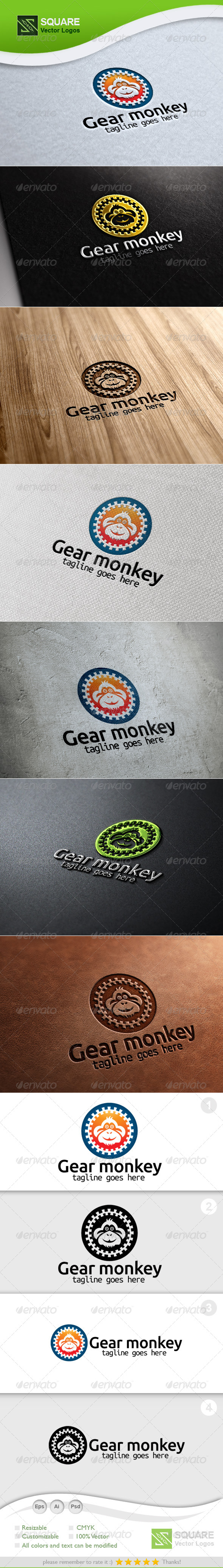 Gear, Monkey Vector Logo Template - Animals Logo Templates