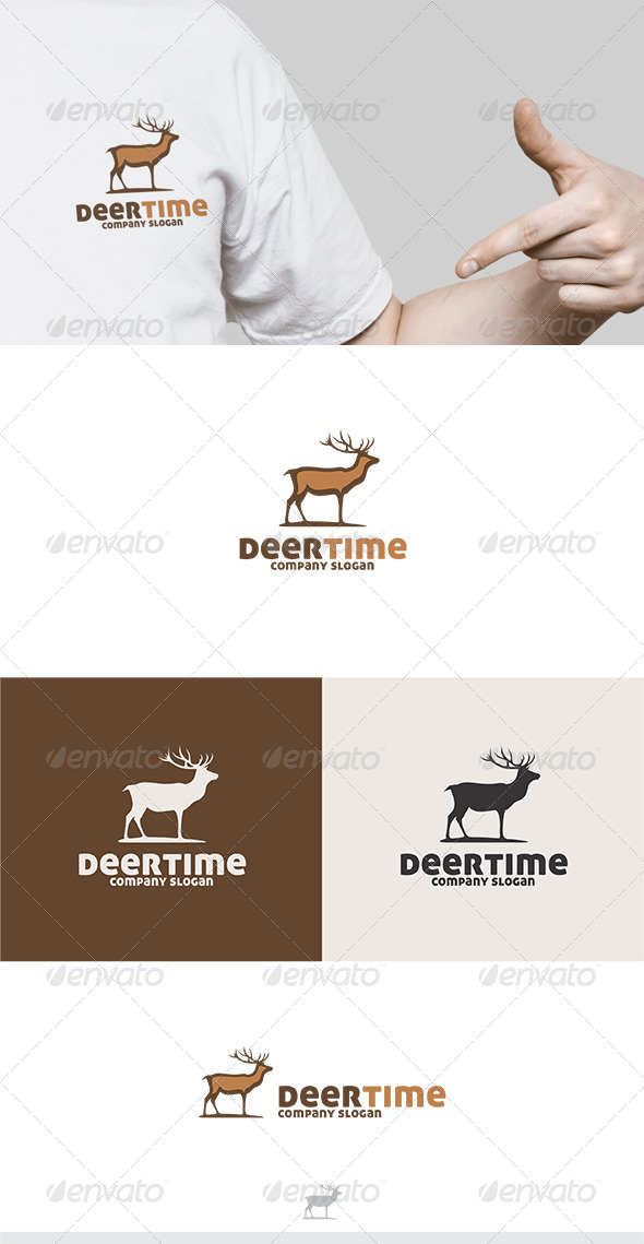 Deer Time Logo - Animals Logo Templates