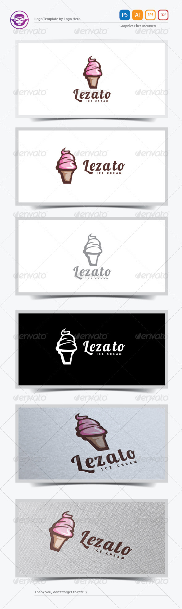 Lezato Ice Cream Logo Template - Food Logo Templates