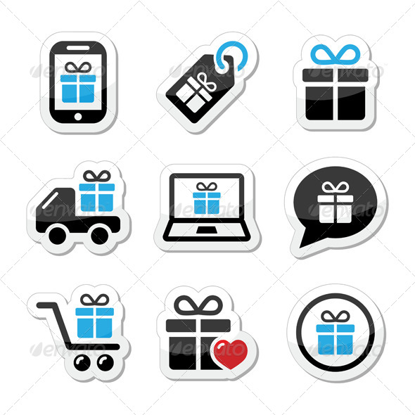 Present, Shopping Vector Icons Set - Retail Commercial / Shopping