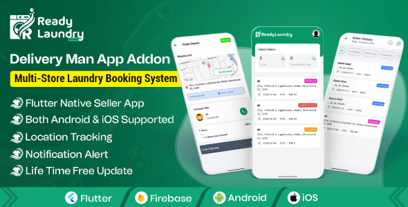 ReadyLaundry Delivery Man App | Rider App | Delivery App Addon