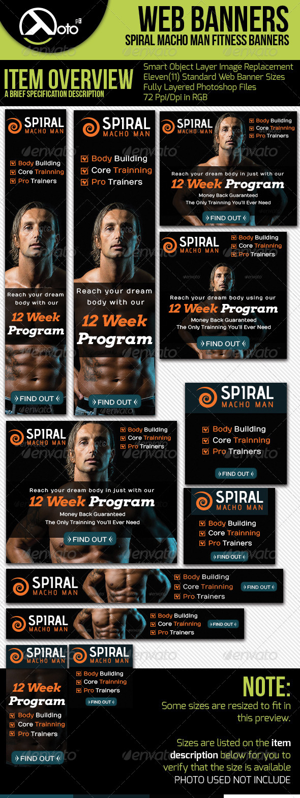 Spiral Fitness Web Banners - Banners & Ads Web Elements