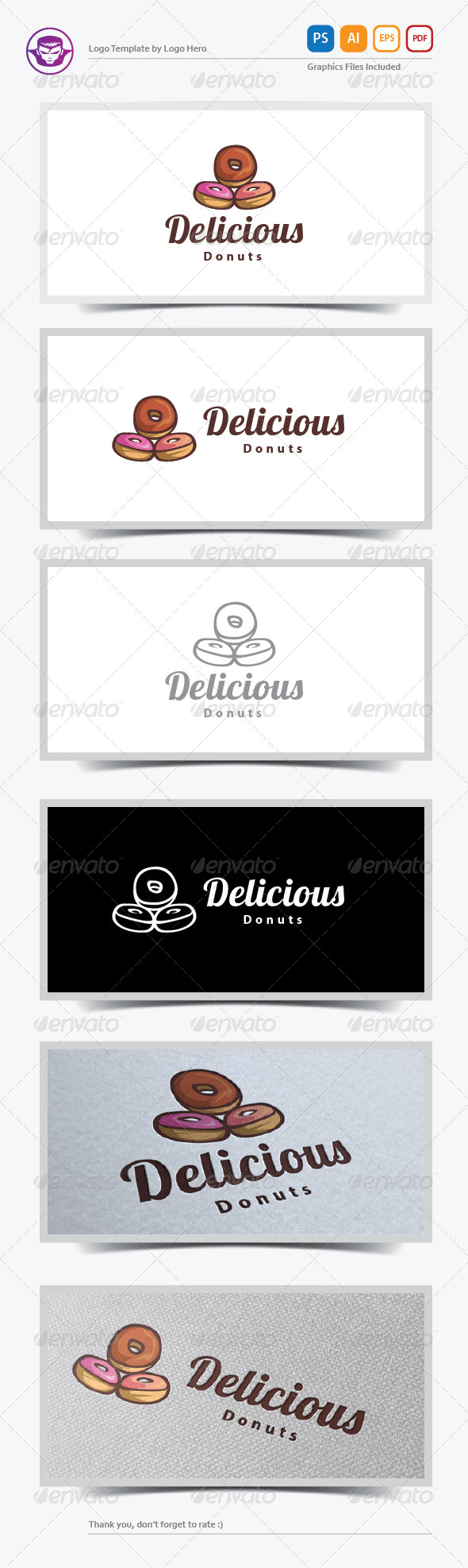 Delicious Donuts Logo Template - Food Logo Templates