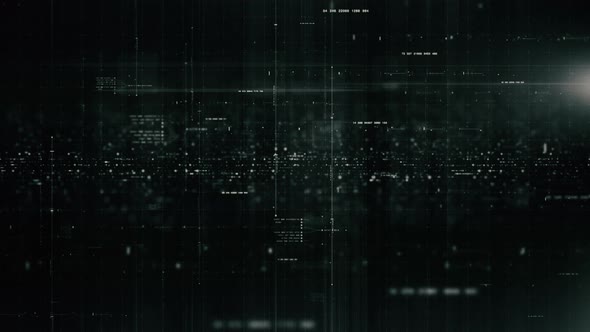 Abstract Flowing Data Matrix and Particles Simulation HUD Background 04