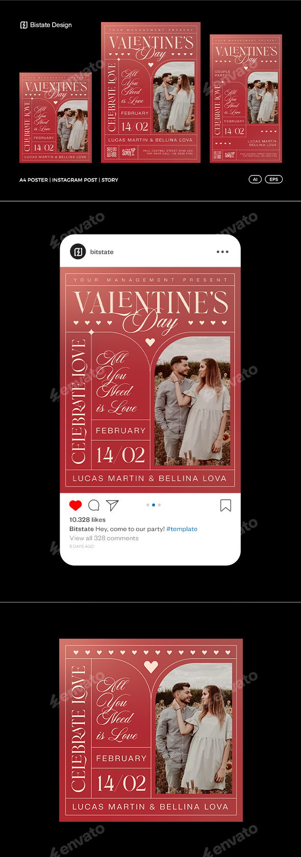 Valentine's Day Flyer Set Template
