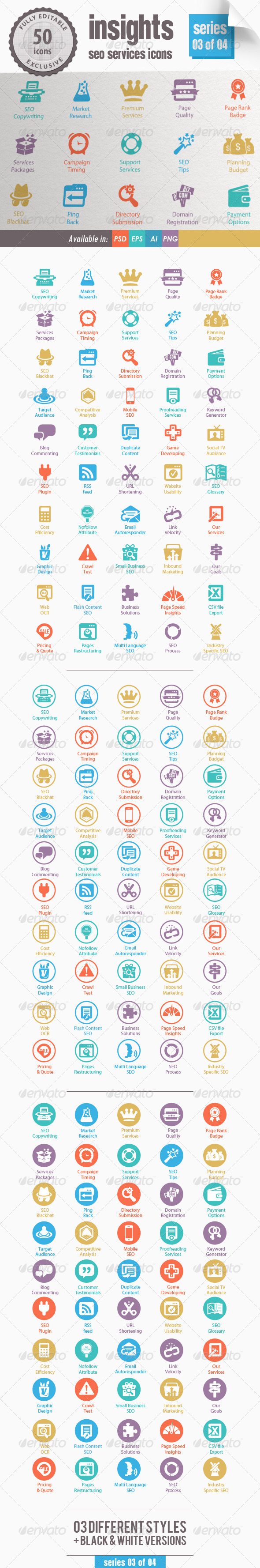 Insights SEO Services Icons - Series 03 of 04 by kh2838 | GraphicRiver