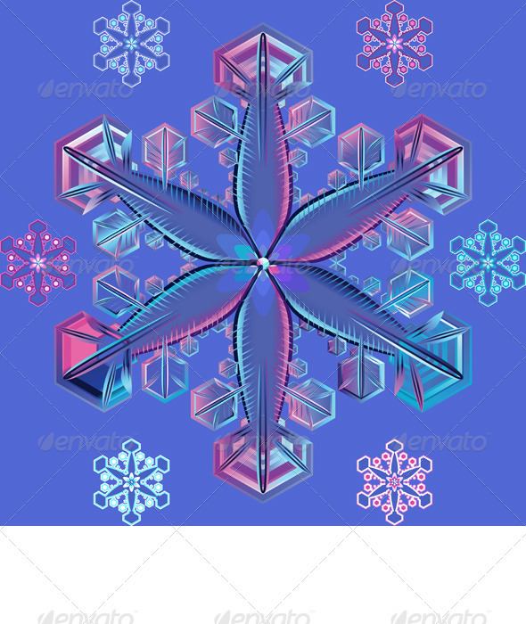 Vector blue transparent snowflake