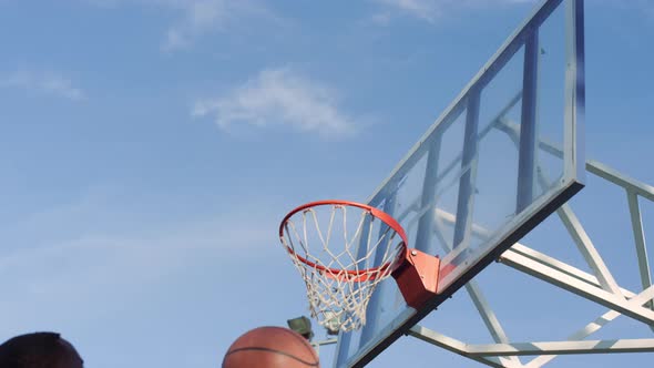 Closeup African Basketball Sportsman Making Slam Dunk in Sport Playground alt