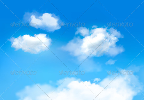Blue Sky with Clouds. Vector Background - Nature Conceptual