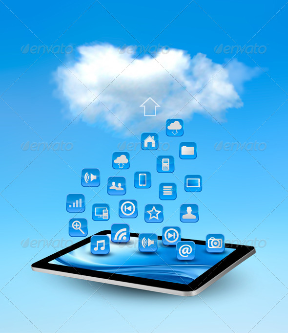 Cloud Computing Concept Background with Icons. - Web Technology