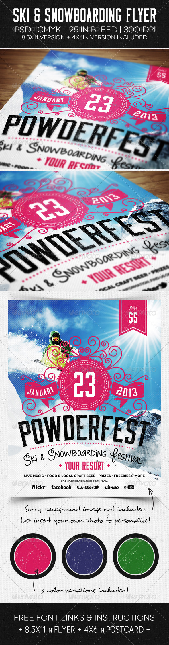 Ski & Snowboard Flyer & Postcard - Events Flyers