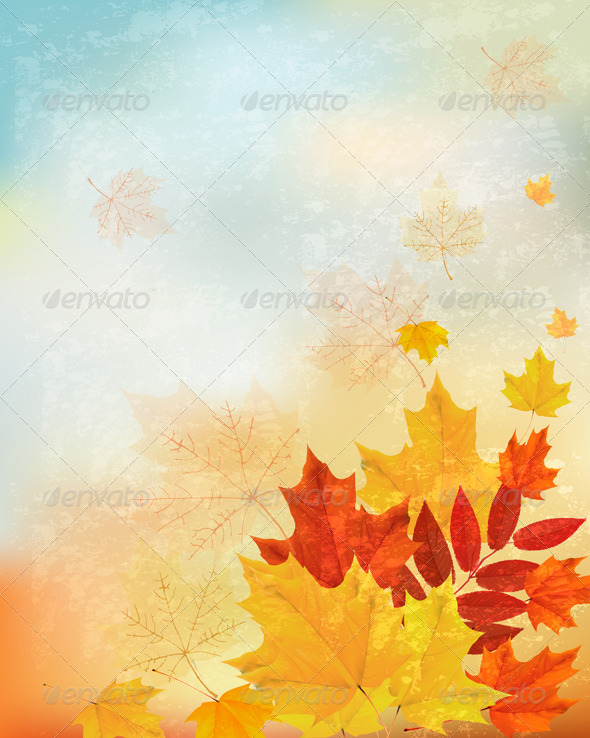 Abstract Retro Autumn Background for your Design. - Seasons Nature