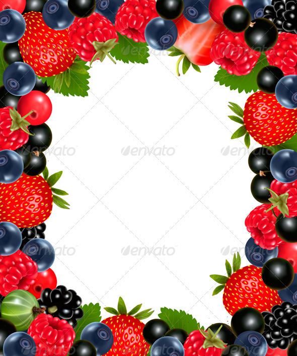 Background with Fresh Berries and Cherries. - Food Objects
