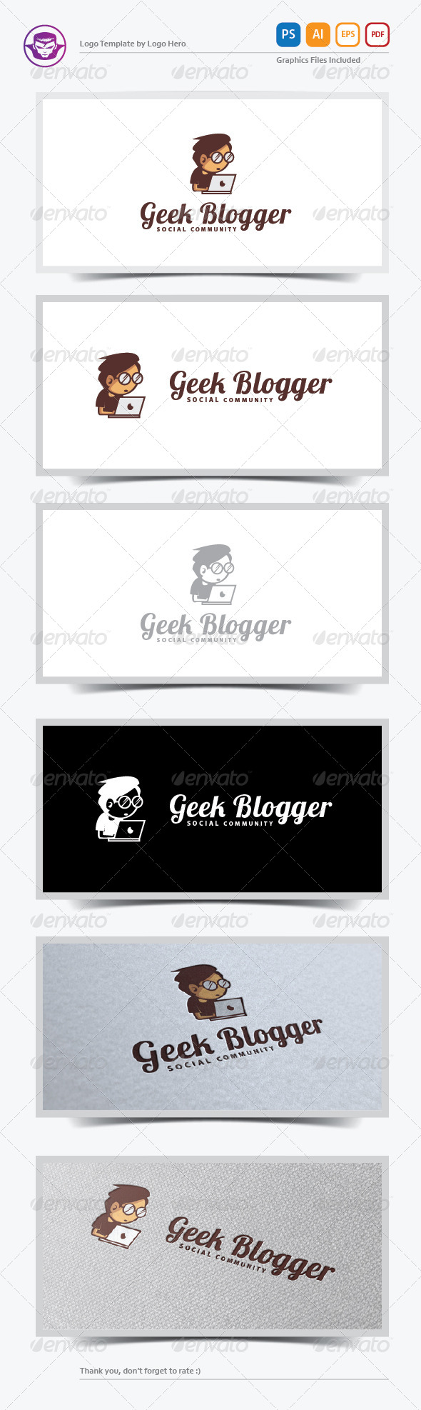 Geek Blogger Logo Template - Humans Logo Templates