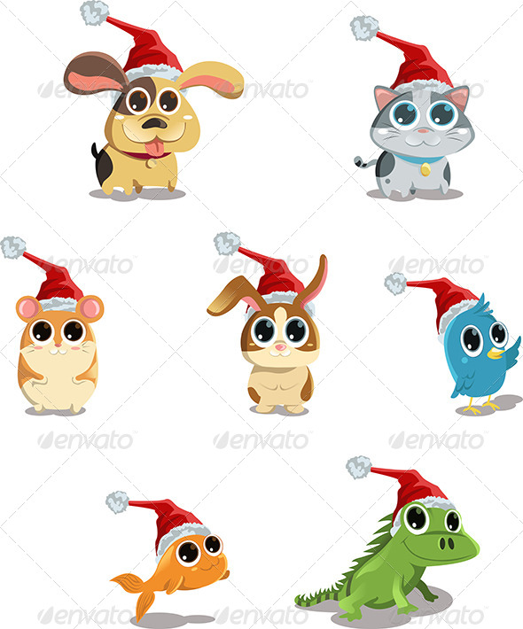 Animals Wearing Santa Hat - Christmas Seasons/Holidays