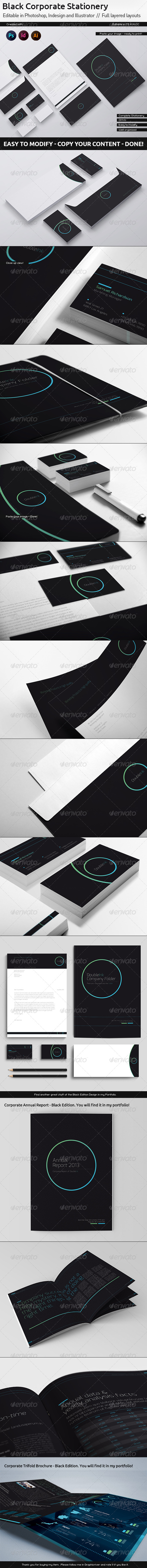 DoubleInk Corporate Stationery - Black Edition by egotype | GraphicRiver